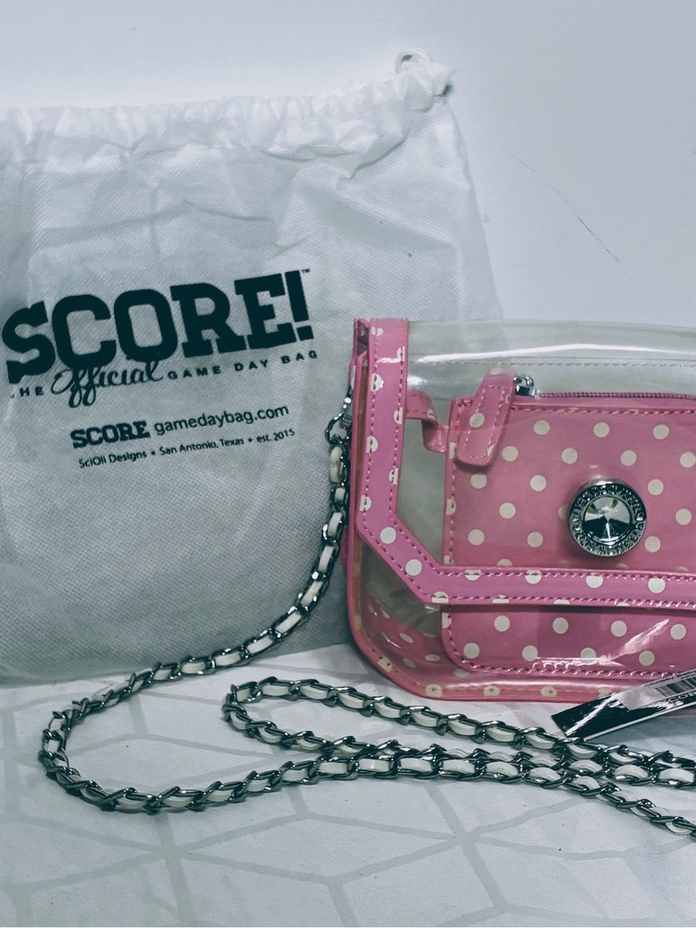 NOS Score Chrissy Game day bag orig. tags, bag charm, & dust bag Y2K 2015 NWT